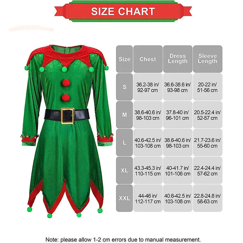 2025 yiyi Adults Lady Christmas Elf Costume Fit Hooded Velvet Dress Festival Party Family Matching Outfits New Year Cosplay Clot