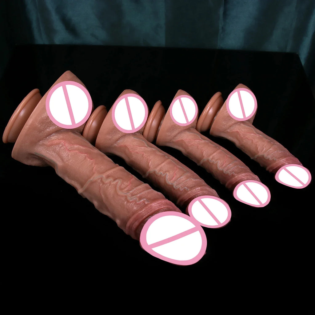 Giant Realistic Skin Thick Dildo Double Silicone Masturbation Penis Soft Small Cock Women Anal Sex Toy Suction Cup Adults Dick