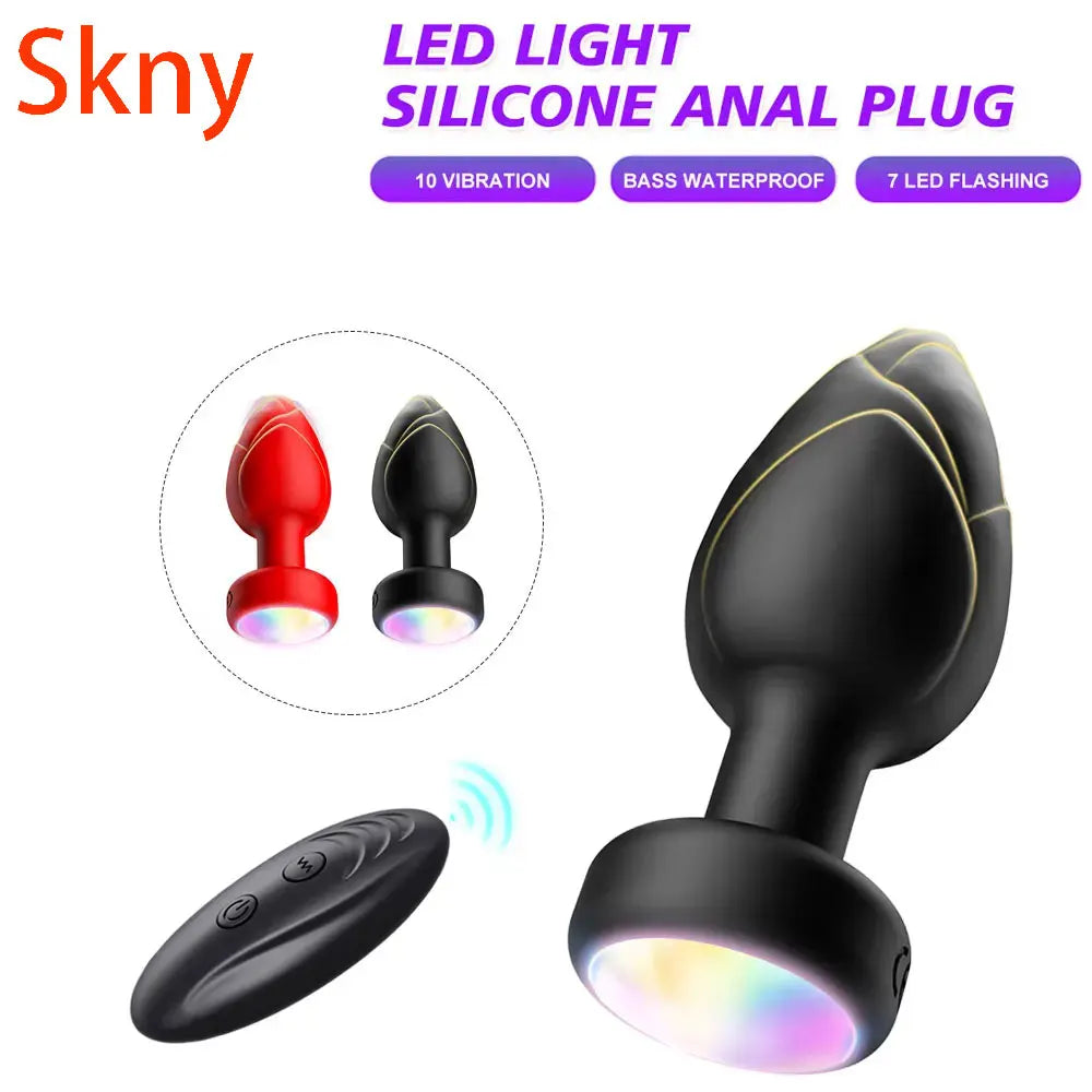 Vibrating Plug Anal Vibrator Buttplugs Male Prostate Massager Women Vaginal Massage With LED Light Anus Sex Toy For Men Gay