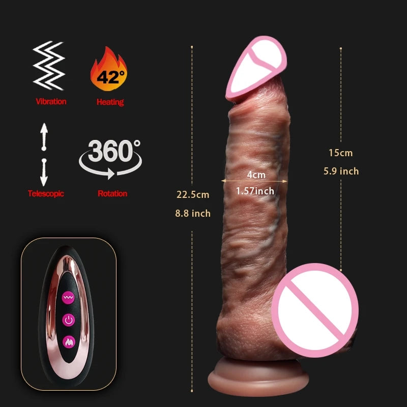 Realistic Dildo Telescopic Vibrator Masturbation Anal plug for Women Thrusting Dick Penis Adult Heating Remote Control Sex toys