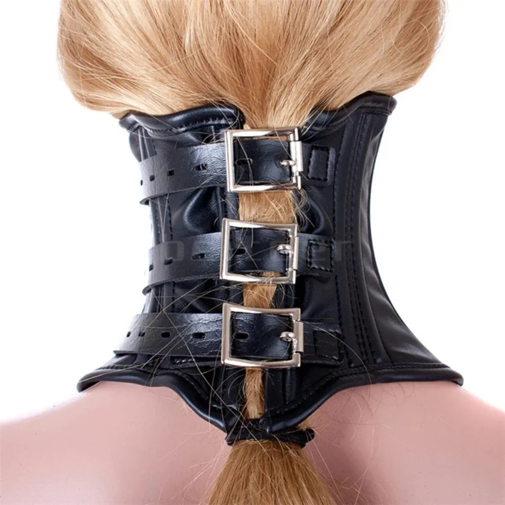 Erotic Black Soft Sponge Padded Inside Leather Chastity Posture Neck Collar For Bdsm Choker Bondage Couples Harness Sex Products