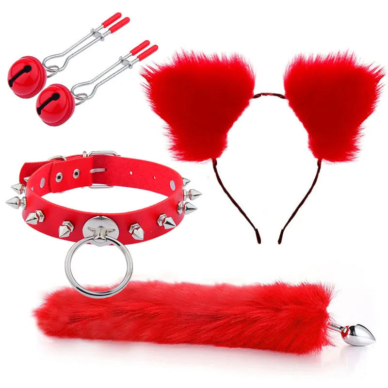 Ass Butt Tail Buttplug Fox Pigtail Anal Plug And Ears Erotic products BDSM Cat Ears Sex Game Toys For Couple Adults Women Men