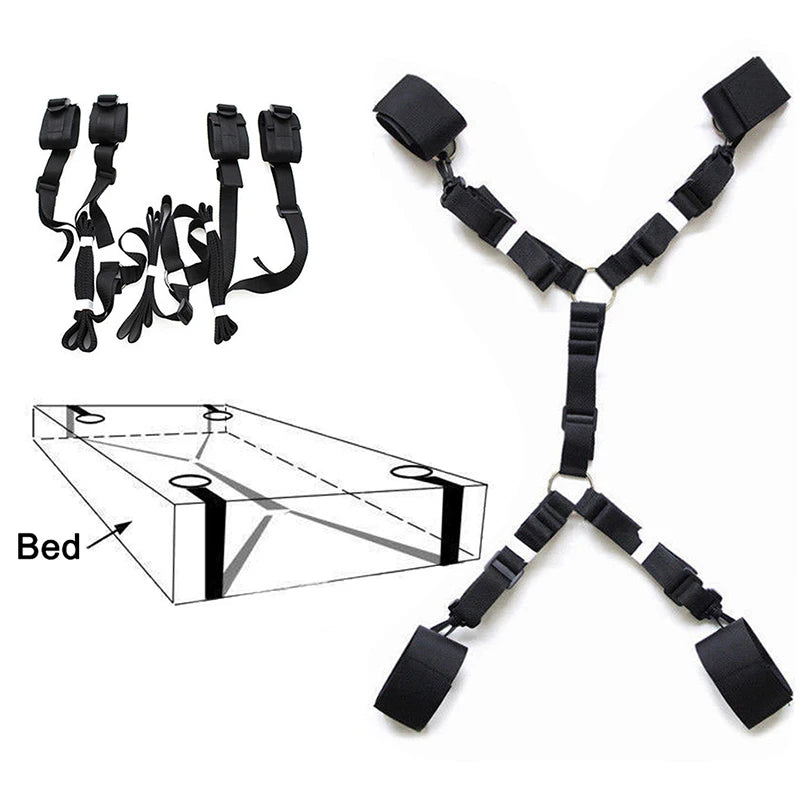 Adult Sex Toys For Woman Couples Handcuffs Bdsm Bondage Set Under Bed Restraints Rope Strap Adult Game Goods SM Porn Accessories