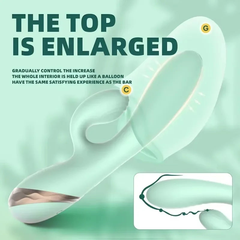 Inflatable Enlarge Vibrator G-point Massager Dildo Clitoris Vagina and Anus Vibrator 10-Frequency Vibration Waterproof Sex Toys