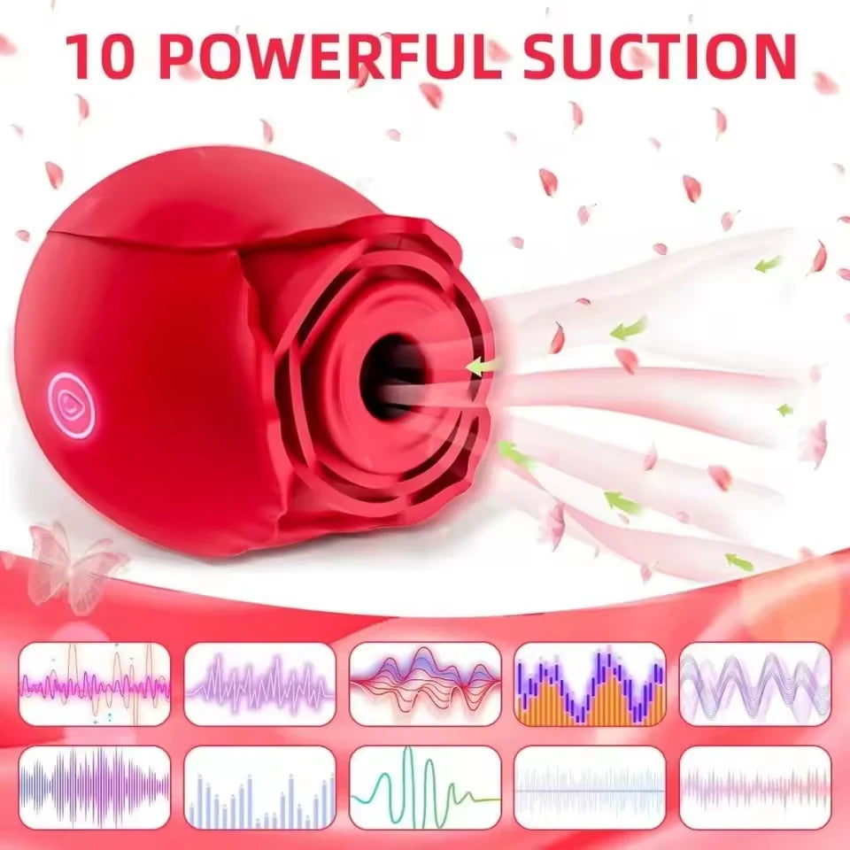 10 Speed Rose Vibrator G-spot Dildo Powerful Vaginal Clitoris Sucking Women's Sex Toy Powerful Vacuum Vibrator Massger