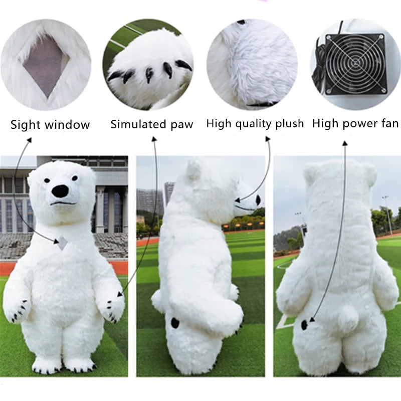 Inflatable Teddy Bear Mascot Costume for Adults - Cute Walking Bear Set for Carnival Birthday Party Role-Playing Performance