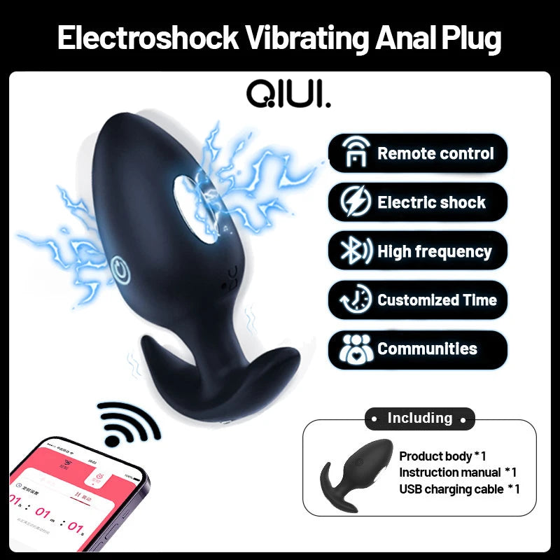 QIUI App Remote Anal Plug Electric Shock Vibrating Butt Plug Sexy Adult Penetration Anal Vibrator Sexy Gadgets But Pluk Sex Toys