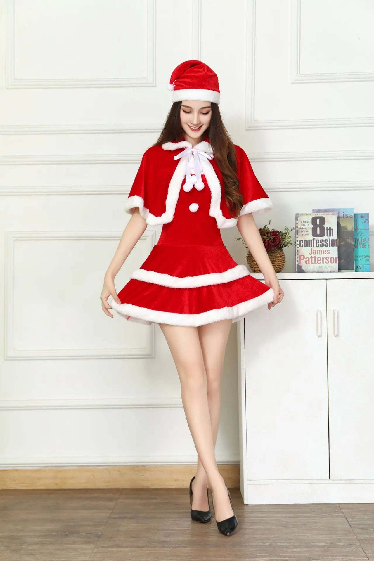 2024 Girl Christmas Xmas Lady Santa Claus Cosplay Costume Winter Cape Cloak Outfits Halloween Cloak Women Custome 2025