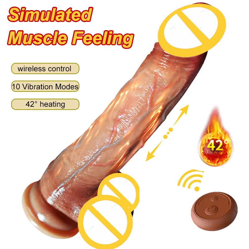 Realistic Dildo Vibrator Penis Telescopic Massager vibrating female Remote Control Masturbation Big Penis with Suction Cup