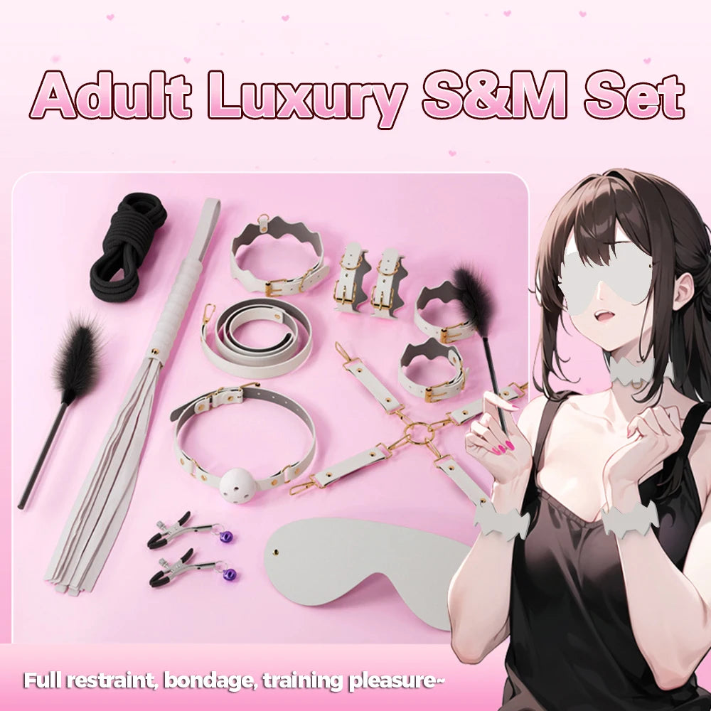 11 PCS/SET Sex Leather Bdsm Bondage Kit Bed Restraints SM Slave Fetish Handcuff Sex Toys for Couples Sexy Erotic Toys Sex Tools