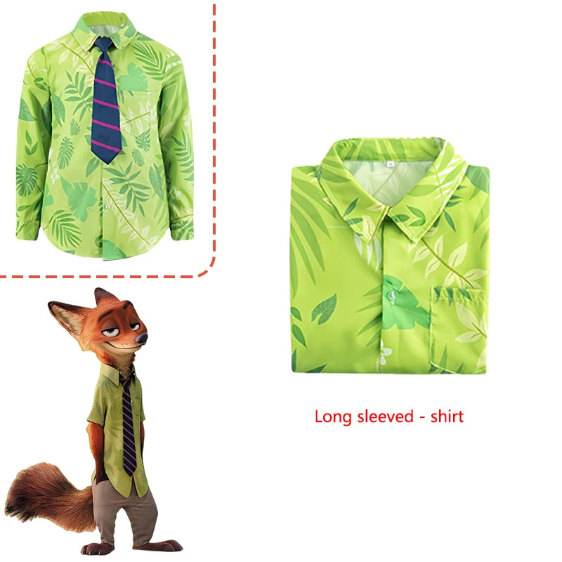 BEAST KINGDOM Nick Wilde Cosplay Costumes Zootopia Cosplay Summer Shirt Tie Nick Suits Halloween Carnival Cos Adult Unisex Gifts