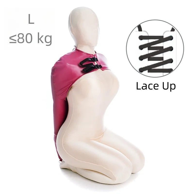 Erotic Restraint Lingerie Set with Unisex Upper Body Bondage Harness Single Glove Hood Mask for Couple BDSM Play Costume