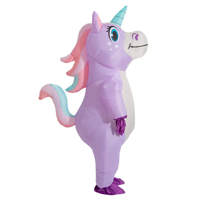 anime Inflatable Unicorn Costume Pink Full Body Unicorn Cosplay Costumes with Blower Funny Party Halloween Costume for Adult