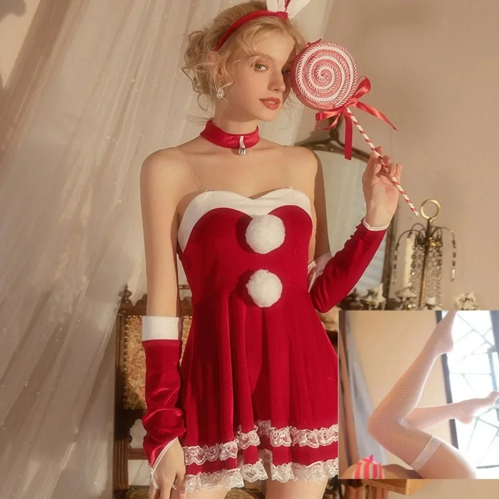 Christmas Dress Cosplay Rabbit Set Sexy Women's Uniform Girl Role-playing New Year Kawaii Maid Suit Set Anime Costumes
