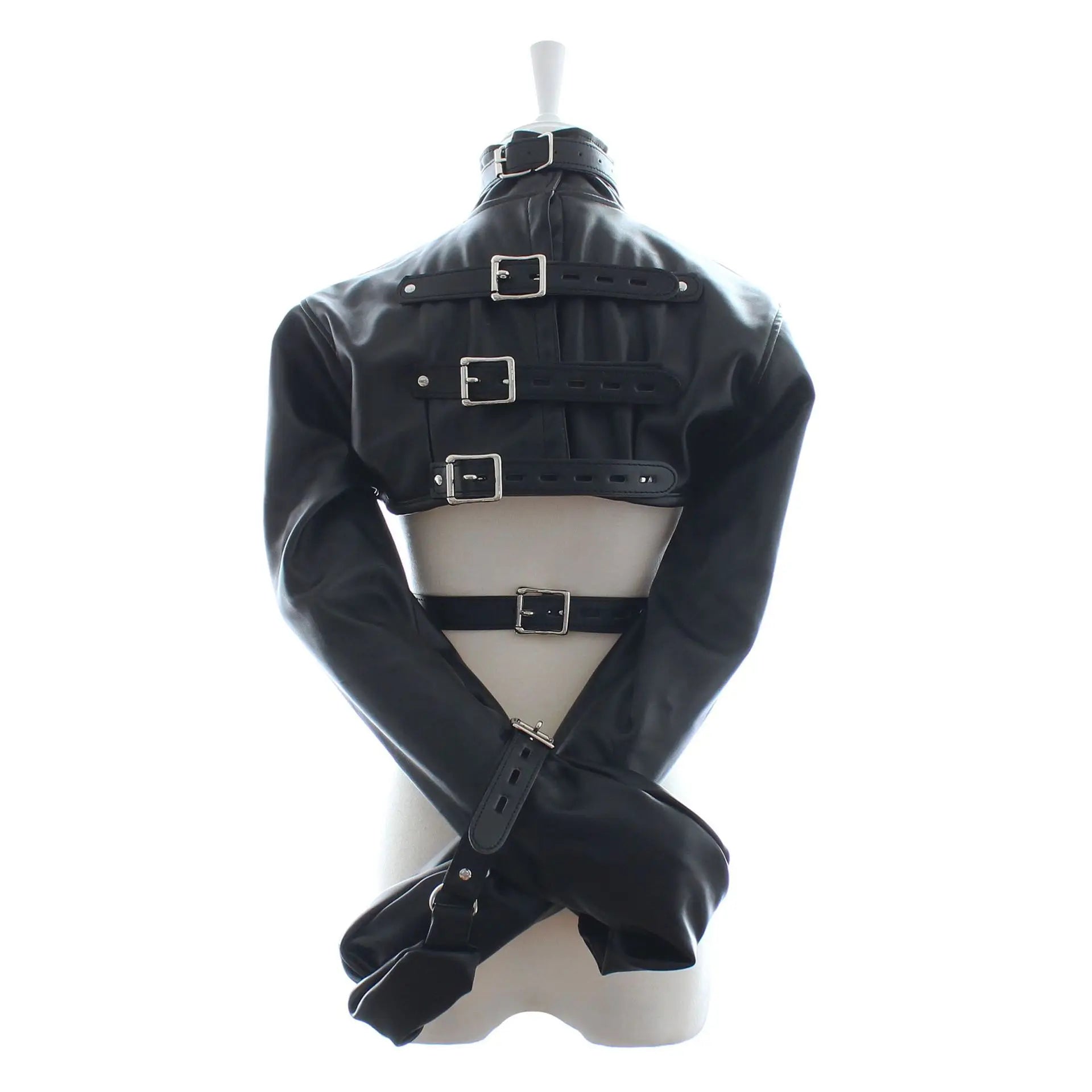 Women Jacket Halloween Costume Restraint Straight Sexy Open Breast Cupless Leather Bondage Strait Jacket Tops for Female 2024