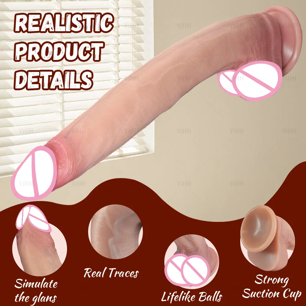 11.22Inch Long Feels Real Skin Dildo Soft Big Realistic Anal Dildos Lifelike Penis Beginner Vaginal Anal Sex Toy for Women Men