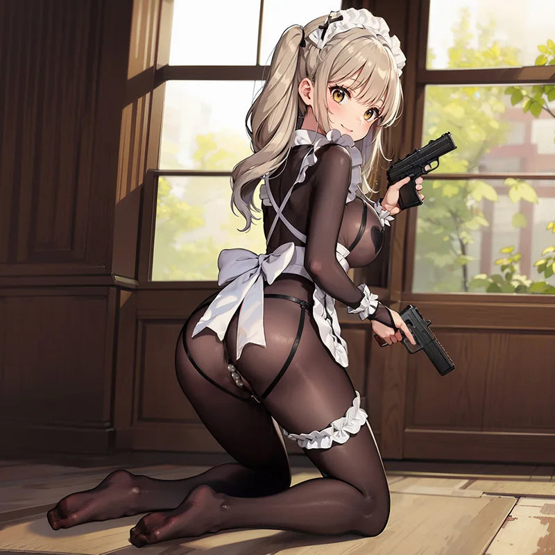 Sexy Women Crotchless Lingerie Cosplay Lolita Uniform French Apron T panties Maid Dress Erotic Underwear Role Play Costumes Sets