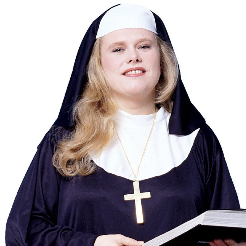 Halloween Costume Women's Nun Costume Traditional Adult Sister Black Robe Religious Costumes CosplayHalloween Costumes for Women