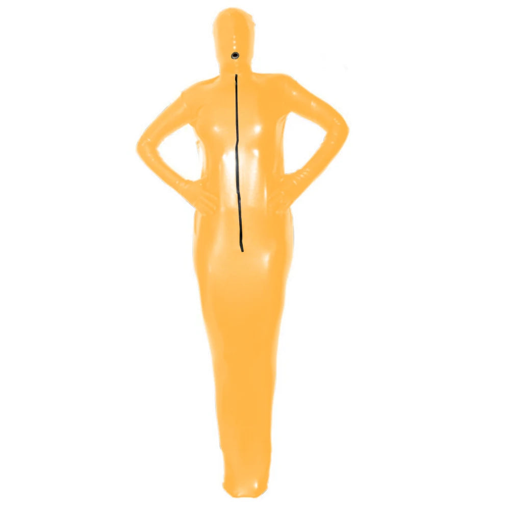 Fetish Latex Bondage Costume,Sissy Full Body Cover Catsuit,Shiny PVC,Front Zipper Bodysuit, Role Play, Erotic Outfit,Long Sleeve