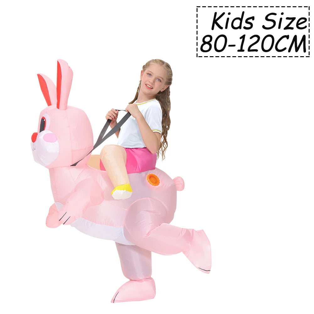 Easter Bunny Clown Adult Kids Inflatable Costume Funny Cute Rabbit Cosplay Suit For Performance Festival Carnival Party Clothing
