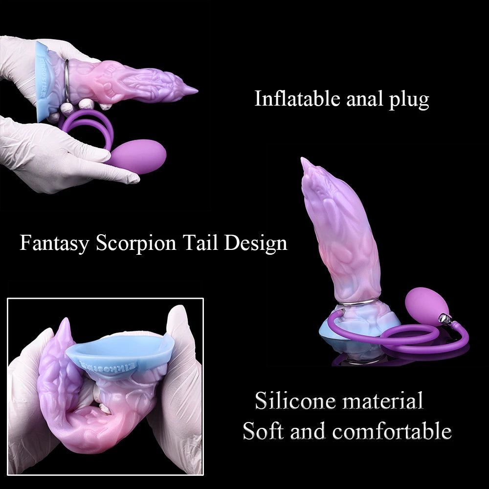 YOCY Scorpion Tail Design Inflatable Anal Plug With Sucker Monster Dildo Vagina Massager Butt Sex Toys For Adult Masturbator