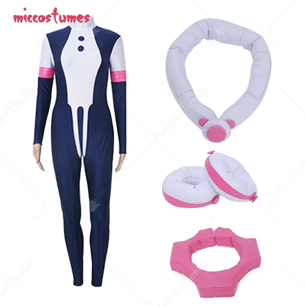 Miccostumes 24Hours Shipping Women's Anime Hero Uraraka Cosplay Suit Costume with Waist Piece and Neckwear