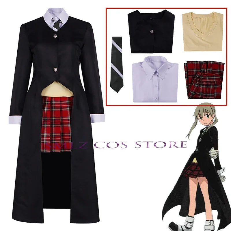 Maka Albarn Cosplay Anime Soul Eater Costume Women Girl Skirt Uniform Suit Wig Halloween Party Role Play Outfit Maka Cos Prop