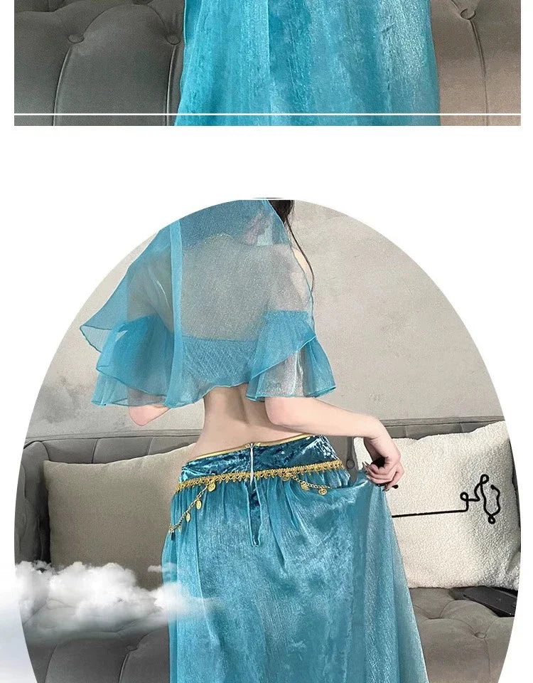 Festival Arabian Princess Costumes Indian Dance Embroider Bollywood Jasmine Costume Party Cosplay Jasmine Princess Fancy Outfit