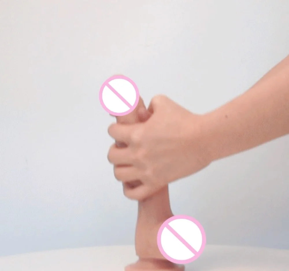 DRY WELL 7 Inch Girth Huge Realistic Safety Soft Silicone Dildo for Vagina Anal Sex Stimulation, G-Spot Penis Adult Sex Toy