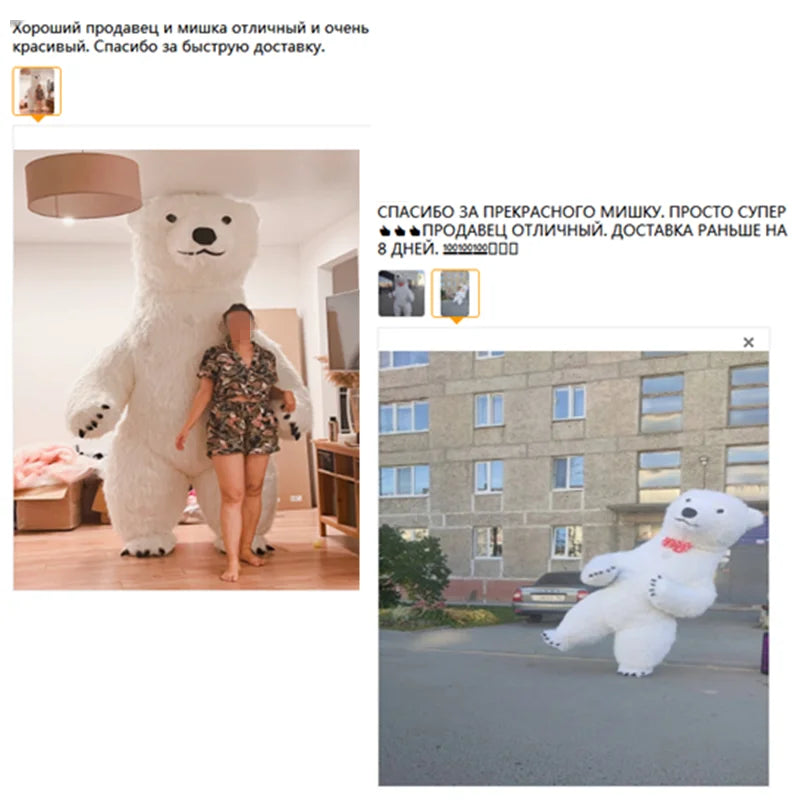 Inflatable Teddy Bear Mascot Costume for Adults - Cute Walking Bear Set for Carnival Birthday Party Role-Playing Performance