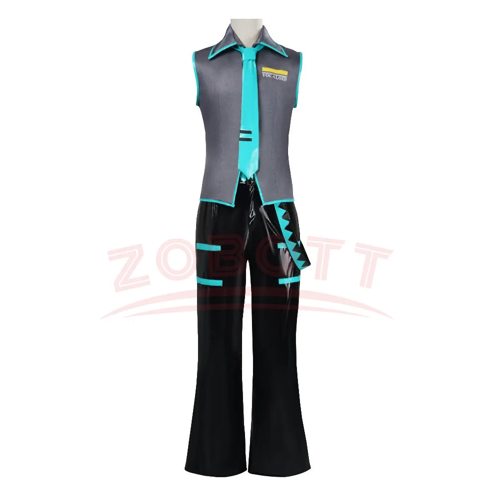 Anime Mikuo Male version Cosplay Costume Green Color Any Size Custom Made Full Set Perfect Custom black jackets Accessories