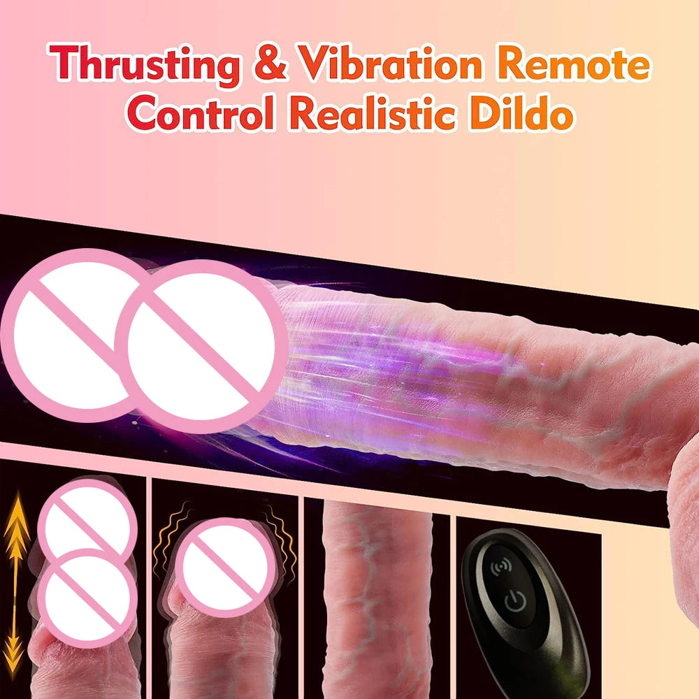 2 In 1 Telescopic Vibrator Dildo Realistic Big Dick Vaginal Masturbation Orgasm Penis Rotating Huge Cock Sex Toys for Lesbian