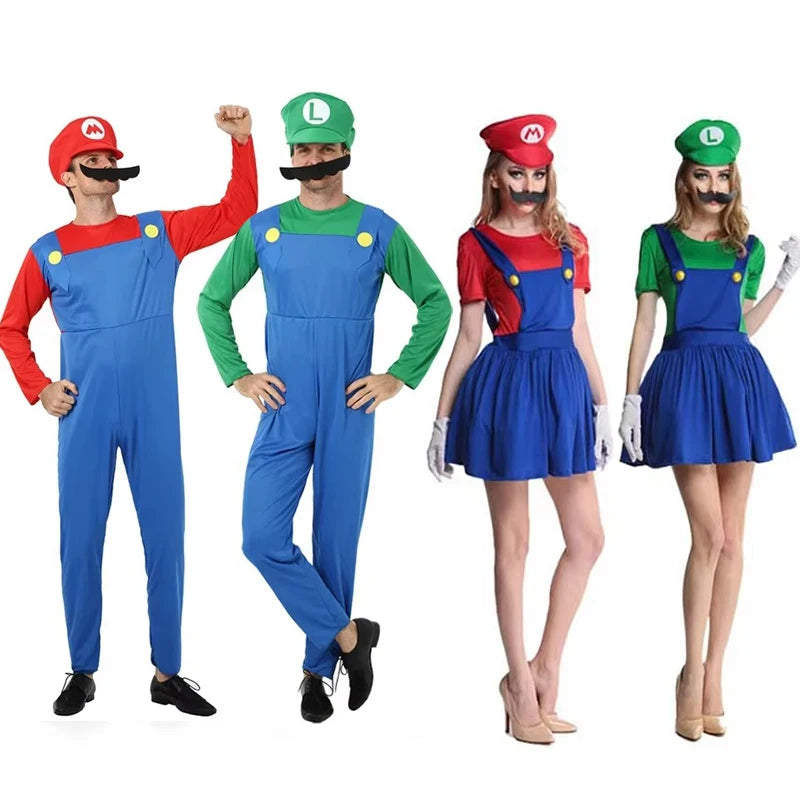 Luigi Super Brother Maris Game Cosplay Costume Funny Super Bros Adult Jumpsuit Anime Men's Halloween Dress