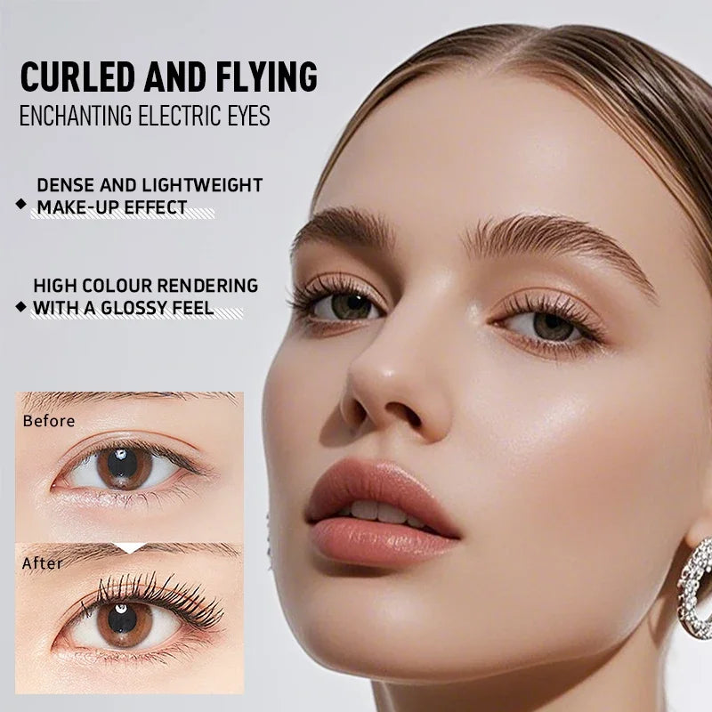 Long Lasting Waterproof Mascara 2mm Micro Engraving Brush Curling Lengthens Volumizes Smudgeproof Clump Free