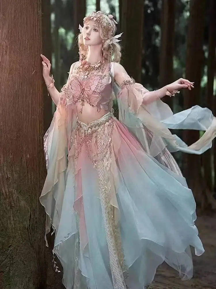 Butterfly Dress Hanfu Elf Exotic Style Dress Suit Western Region Princess Dress Girls' Clothing Han Dress Jungle Elf Costume