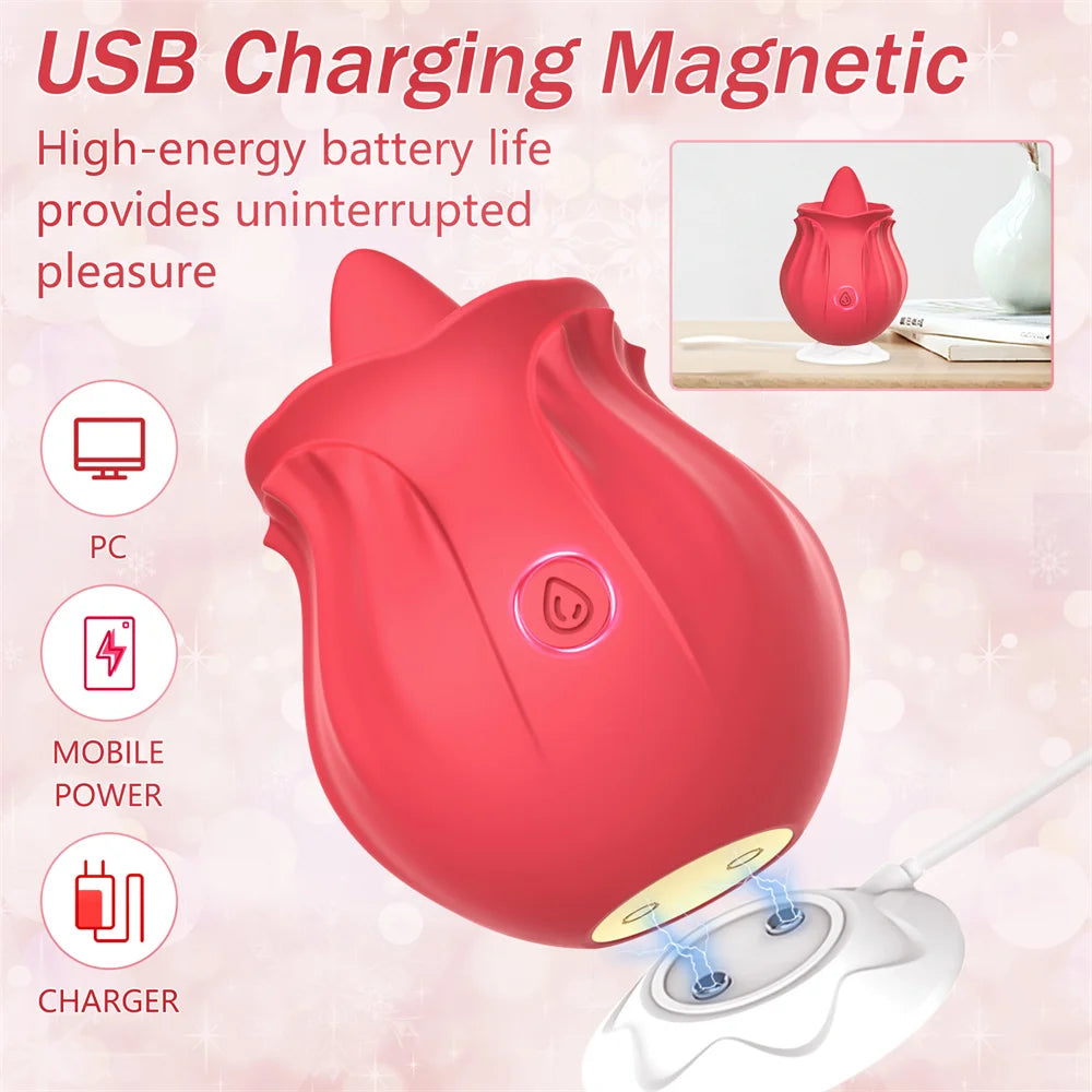 Licking Vibrator for Women Clitoral Nipple Stimulator Massager Thrusting Dildo 2 in 1 Sex Toy for Women Adult Sex Products 18+