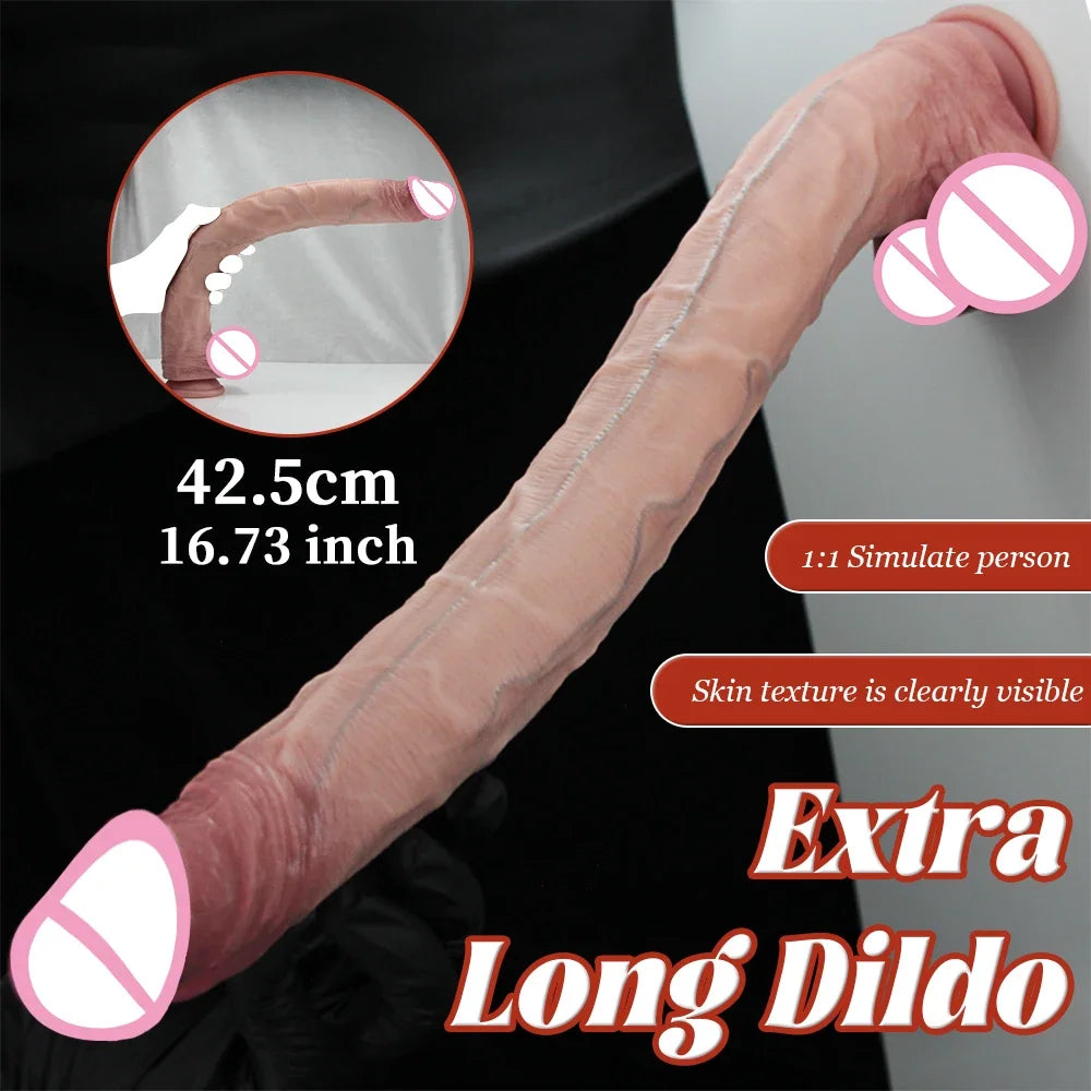 42.5cm Realistic Big Long Dildo Sex Toy Dildo with Strong Suction Cup Lifelike Silicone Sex Toys for Vagina Anal Stimulation