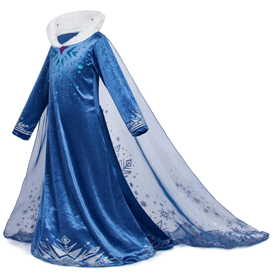 Adult Kid Ice Winter Queen Anime Princess Cosplay Costume Elsa Fantasia Cloak Halloween Party Women Ball Dress Stage Uniforms
