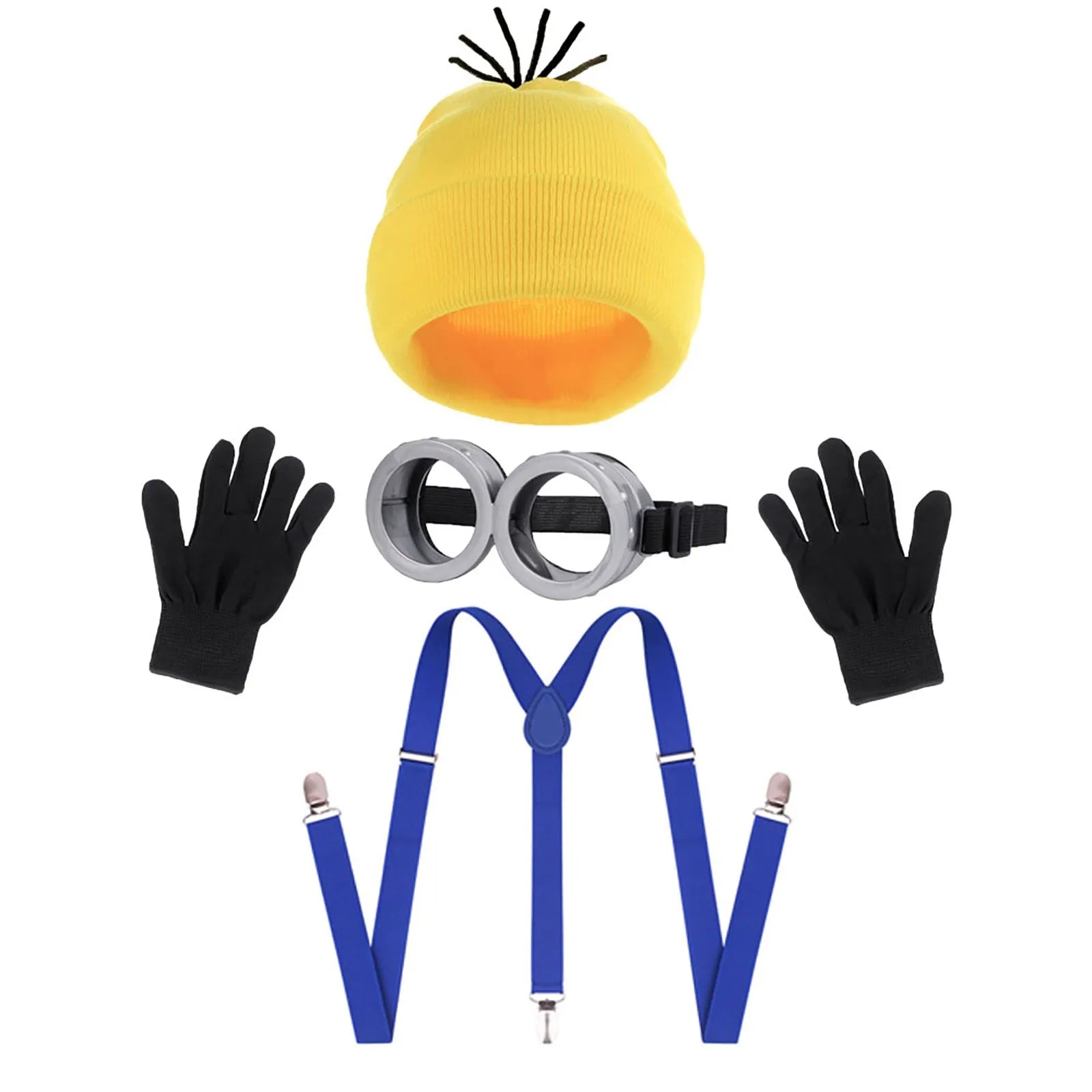 4PCS New Party Minion Costumes Little Yellow Man Cosplay Movie Cartoon Funny Dress Up Magical Thief Dad Fancy Suspenders Outfit
