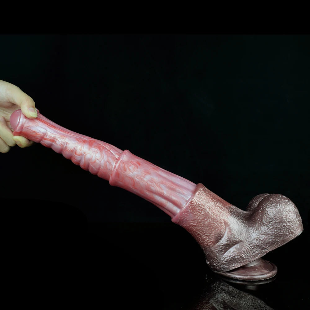 Realistic Horse Dildo with Suction Cup for Women, Lifelike Veins & Testicles Silicone Design, Giant 13.77Inch Masturbation Toy