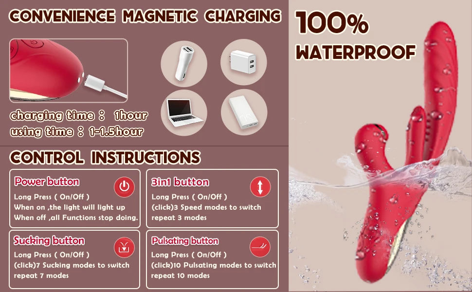 3 in 1 Vibrator for Women Dild Tapping Heating Clitoris Sucker Stimulator Vagina Masturbators Prostate Massager Adults Sex Toys