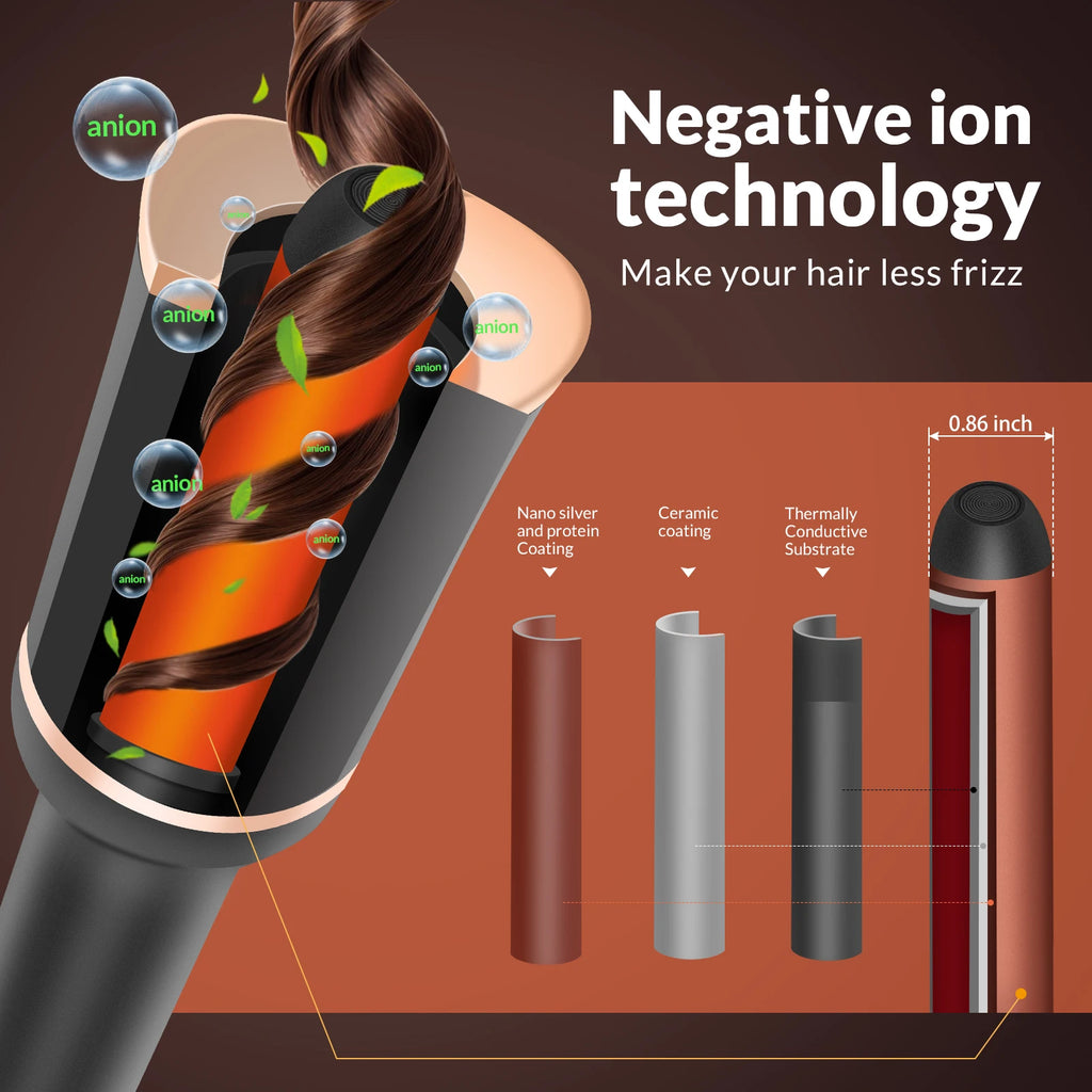 Automatic Curling Iron Electric Automatically Curly Tongs Hair Curler Machine Portable Professional Auto Rotating Wand Curl