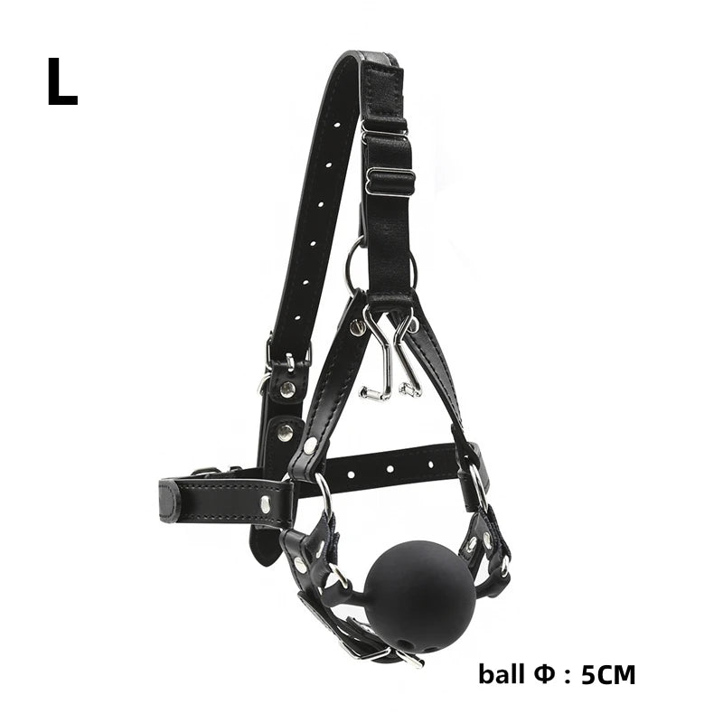 Adult Erotic Games Gag Ball BDSM Bondage Restraints Nose & Mouth Hook Spreader Leather Head Harness Sex Toys For Women Couples