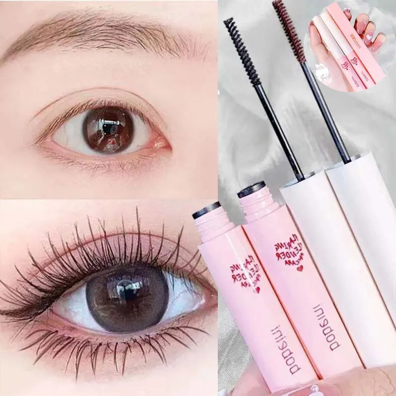 Ultra-Fine Brush Mascara Lasting Waterproof Silk Fiber Curling Lengthens Eyelashes Fast Dry Matte Brown Black Mascara Comestics