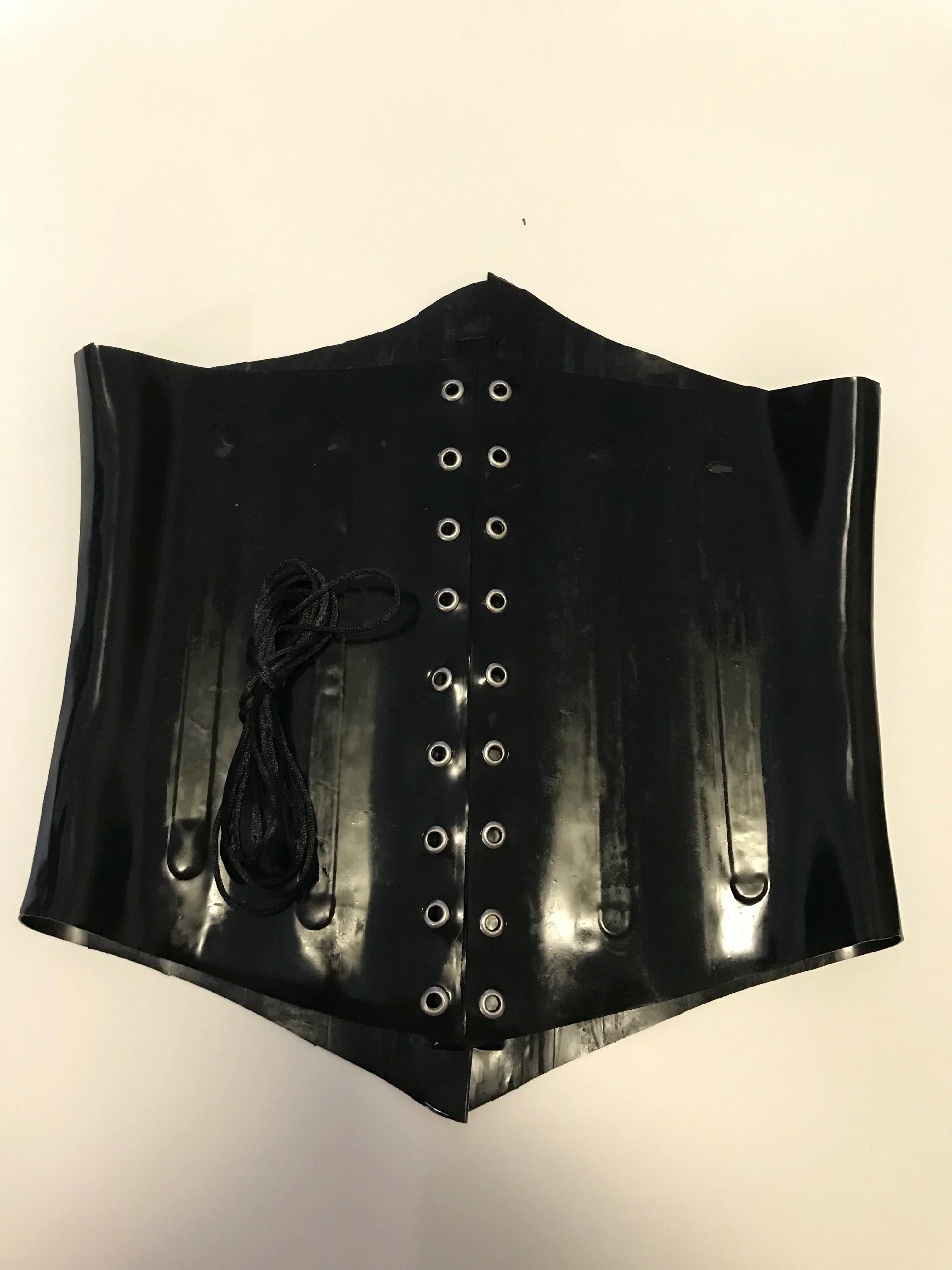 Unisex Black 0.8MM Thicker Latex Waist Trainer Corset Steel Bone Fetish Body Custom Made