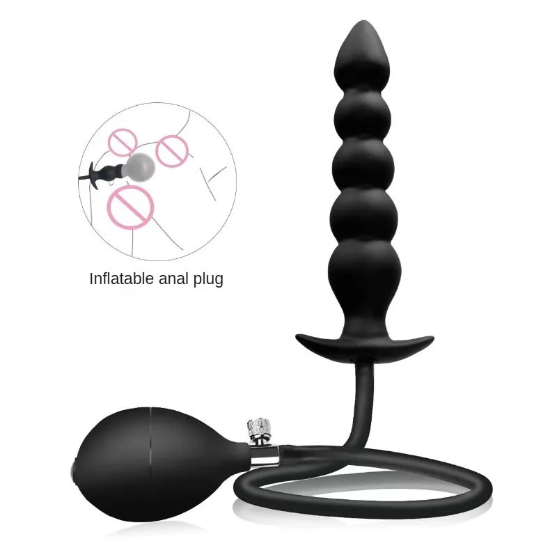 Anal Plug Super Long 5 Beads Expandable Inflatable Anal Plugs Big Butt Plug Butt Plug Anal Beads Ass Dilator SM Couples Sex Toy