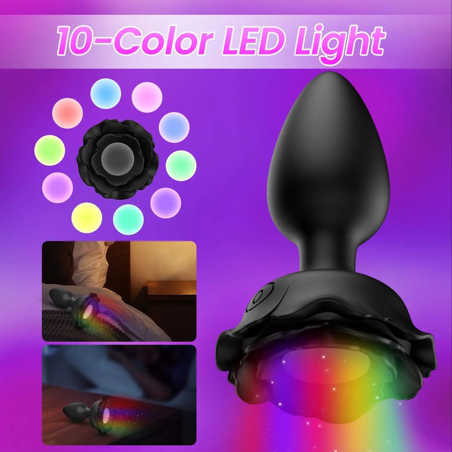 LED Colorful Light Anal Plug Vibrator Butt Plug for Women Men Prostate Massager Wireless Remote Control Buttplug Adults Sex Toys