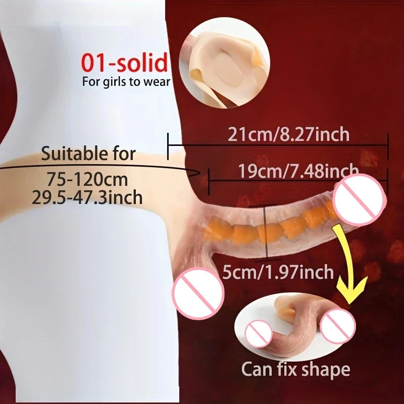 Silicone Wearable Underwear with Giant Dildo, Sex Toy Huge Dildo Panties with Realistic Penis, Simulate Skin Texture G Spot