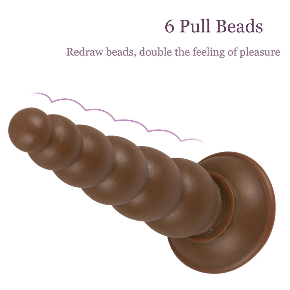 Anal Sex Toys Pull Beads Anal Dilator Soft Anal Plug Dildos with Suction Cup Stimulation Vagina Pagoda Vagina Anal Plug Sex Shop