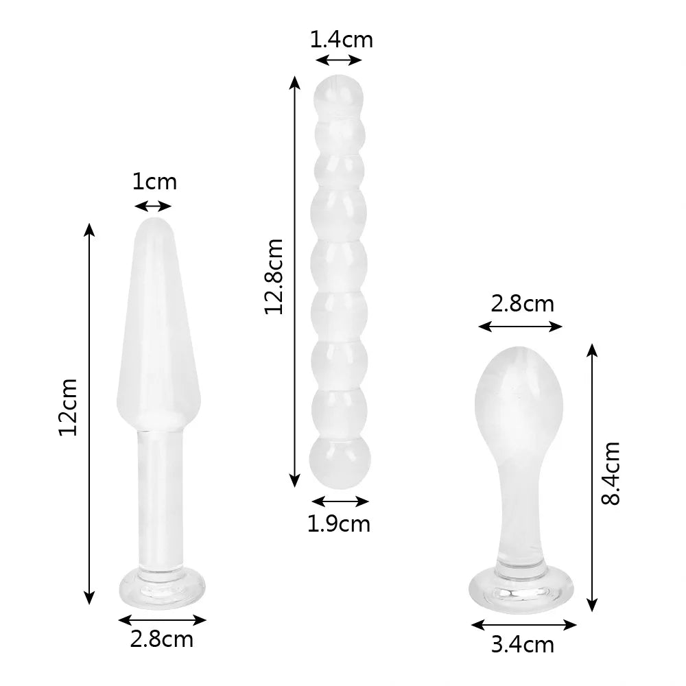 Glass Anal Beads Butt Plug Female Masturbator Sex Toys Adult for Women Men Anus Dilator Prostate Massager Hard Dildos